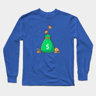 Bag of Dollar Coins with Falling Coins Long Sleeve T-Shirt